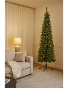 Albero Silvestre, 210 cm altezza e 60 cm diametro, 350 LED bianco caldo, giochi di luce, la magia di Natale 2