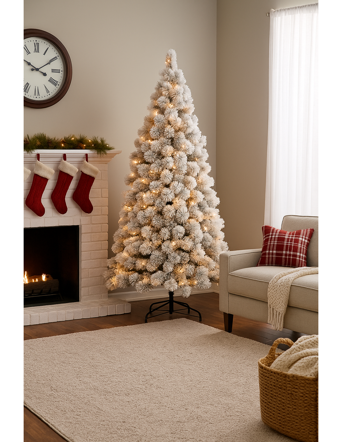 Albero Desalpes, 210 cm altezza e diametro 109 cm, 400 LED bianco caldo, giochi di luce, la magia di Natale