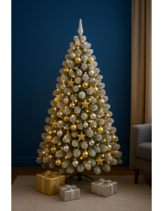 Albero Desalpes, 210 cm altezza e diametro 109 cm, 400 LED bianco caldo, giochi di luce, la magia di Natale