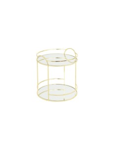 Set Vassoi a Specchio 2 Livelli 20x24 cm in Vetro e Metallo Dorato