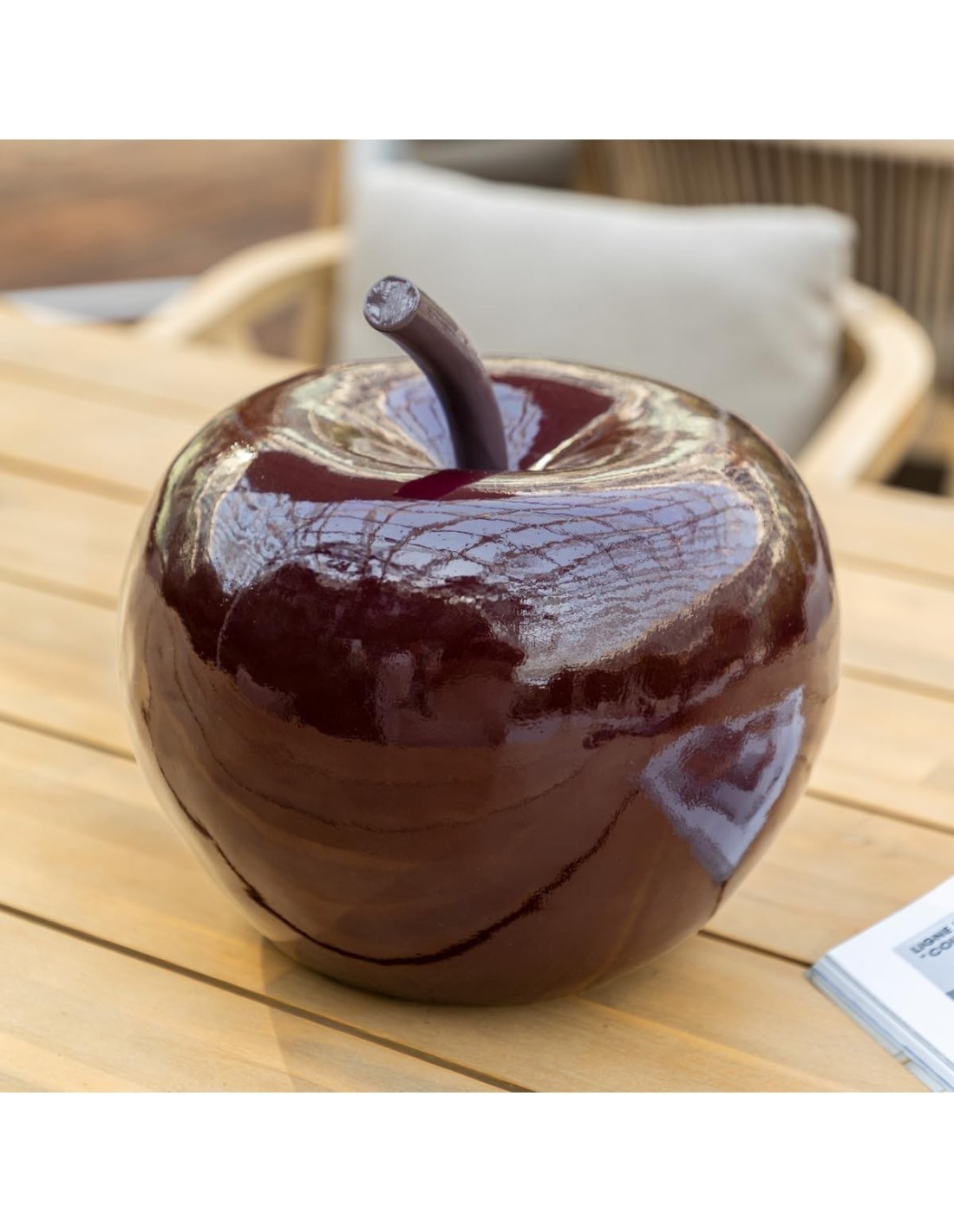 Decorazione da tavolo mela "Pamela" in resina rossa H26 cm