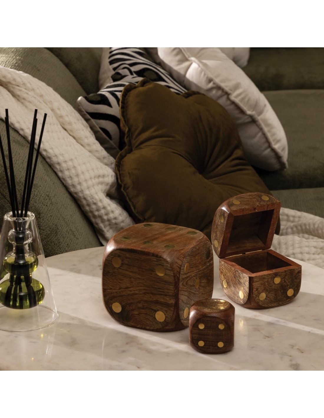 Decorazione da tavolo 3 dadi Roger Atmosphera Mango Caramello 10x10x10 cm