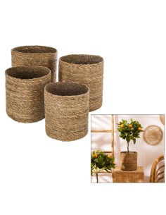 Set di 4 Ceste Emmet, Canna Naturale, Marrone, Ø 19 cm, Ø 21.5 cm, Ø 24 cm, Ø 27.5 cm