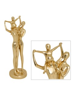 Statua Famiglia Hapi, Resina Dorata, L 10,5 cm, P 8 cm, H 28,5 cm