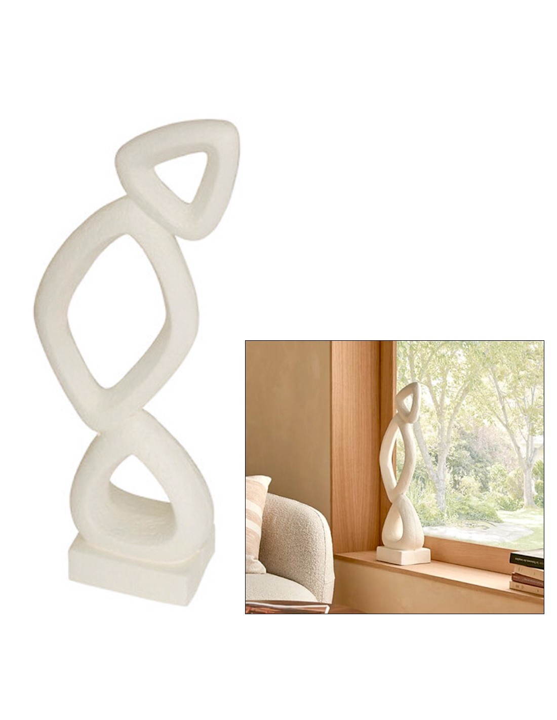 Decorazione da Appoggio Wonj, Magnesia, Bianca, L 26 cm, P 13,3 cm, H 68,5 cm