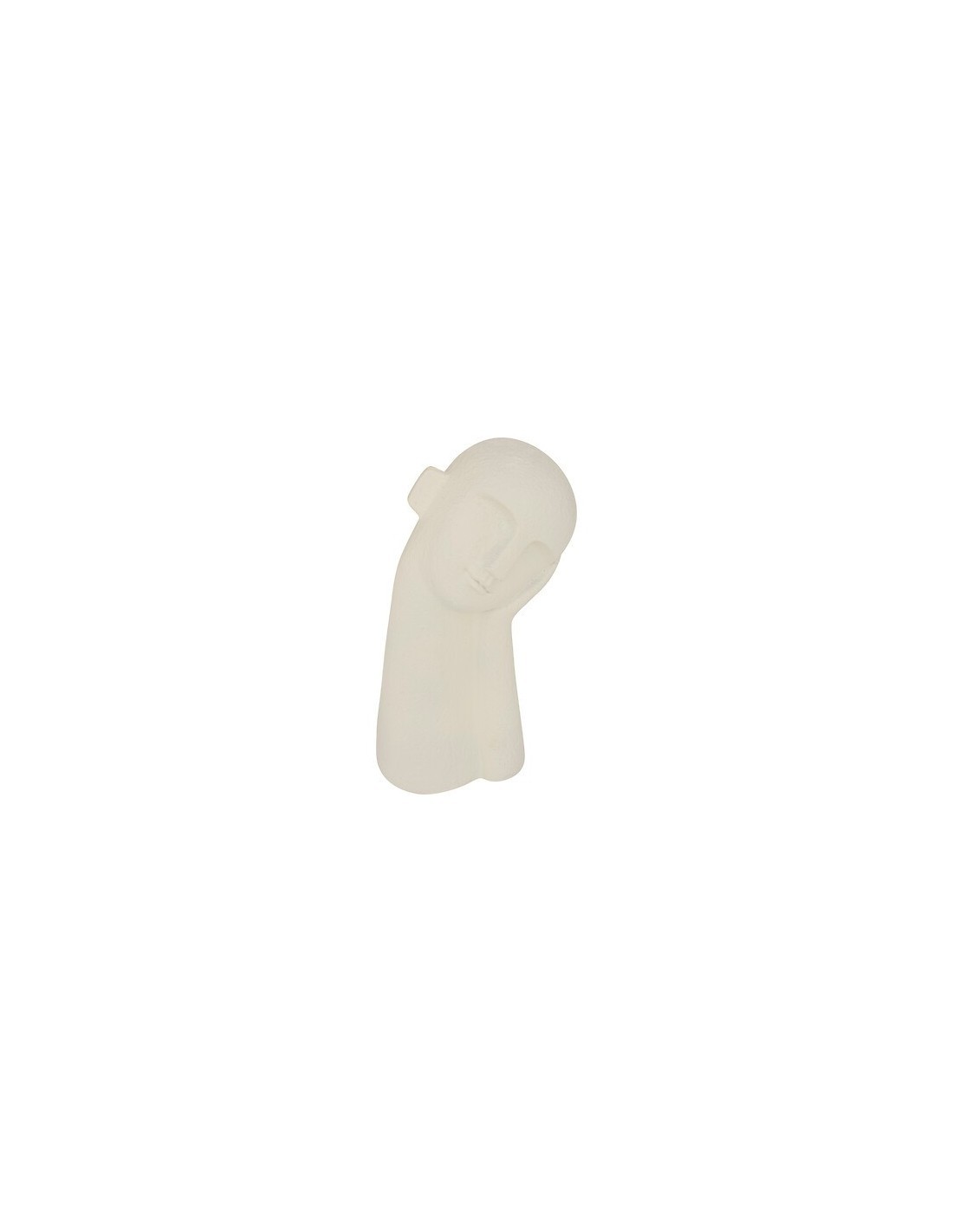 Statua Viso Wonj, Resina Bianca, L 14,5 cm, P 10 cm, H 24,5 cm