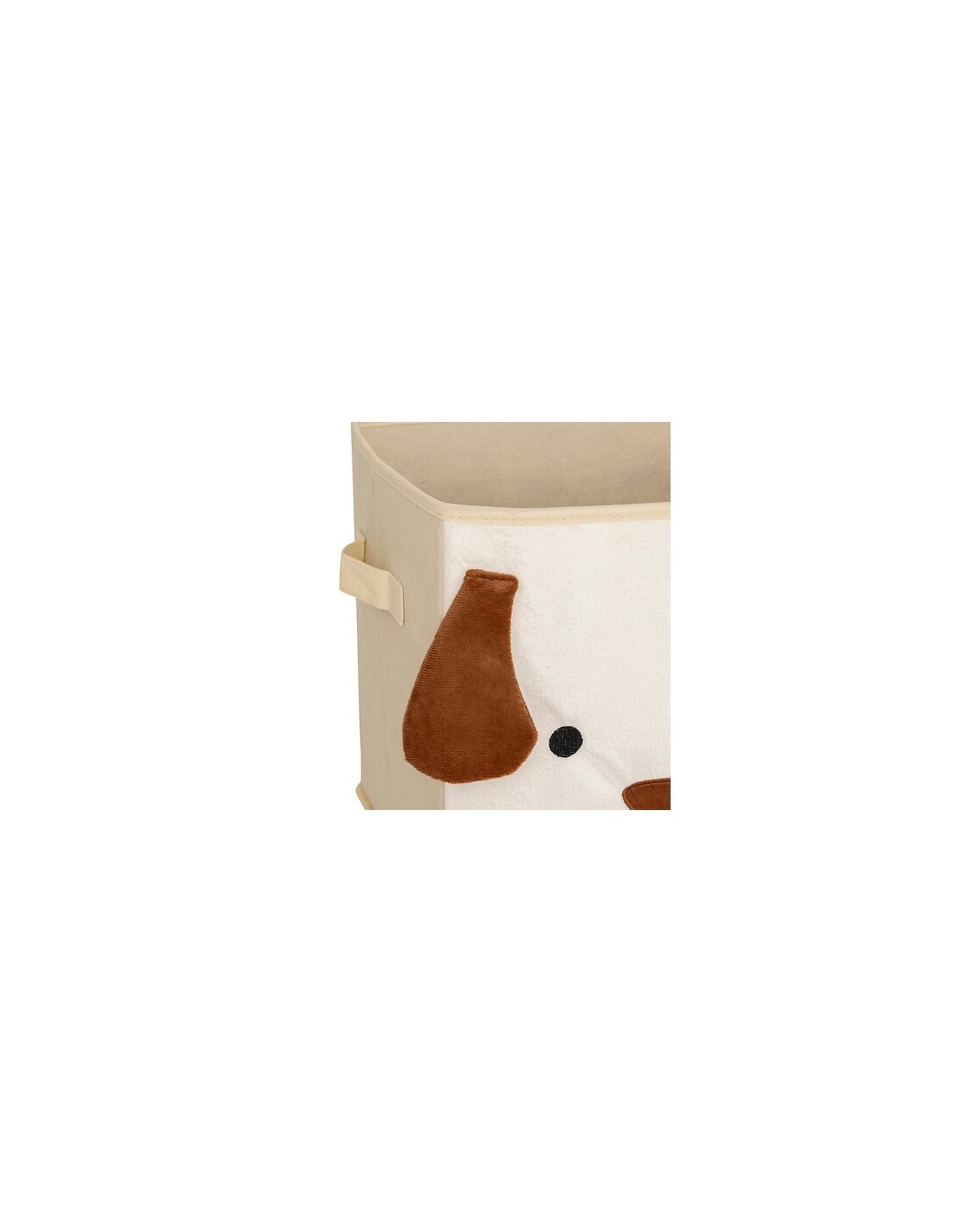Scatola Contenitore in Velluto Beige con Stampa Cane, 29 x 29 x 29 cm – Pieghevole