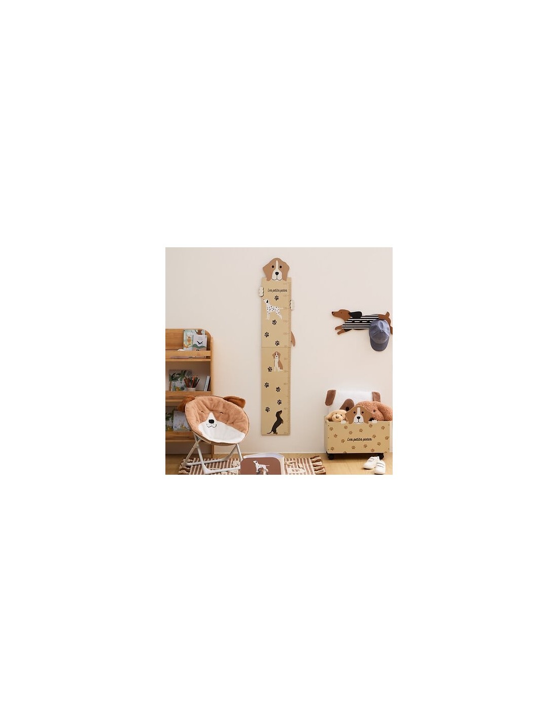 Metro da parete, cane Scott, legno MDF beige, H. 140 cm, L. 29 cm, decorazione bambini