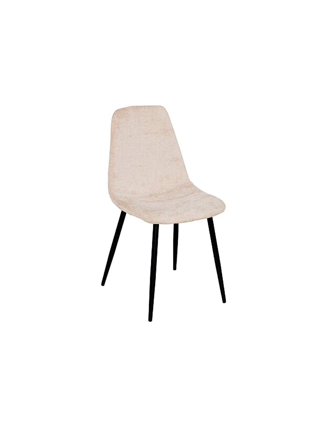 Sedia Tyka chenille beige, gambe in metallo nero, L.51 x P.45 x H.87 cm, design moderno