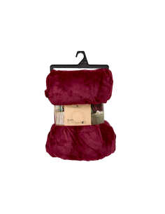 Coperta Ollis tinta unita, flanella rosso bordeaux, 180 x 230 cm, morbida e calda