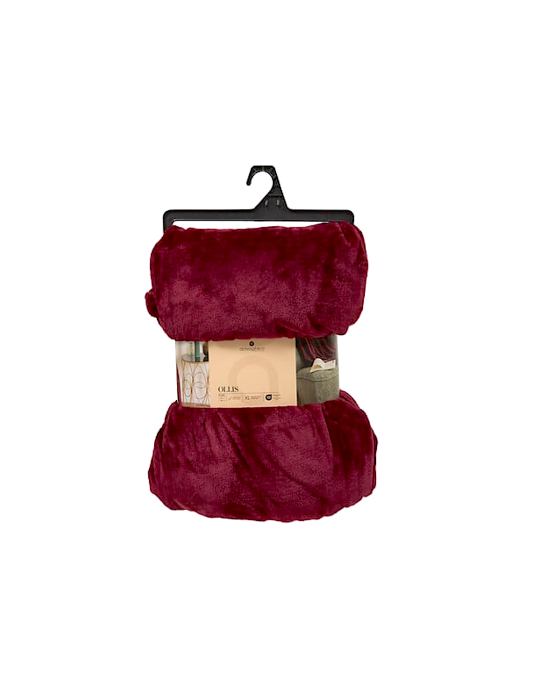 Coperta Ollis tinta unita, flanella rosso bordeaux, 180 x 230 cm, morbida e calda