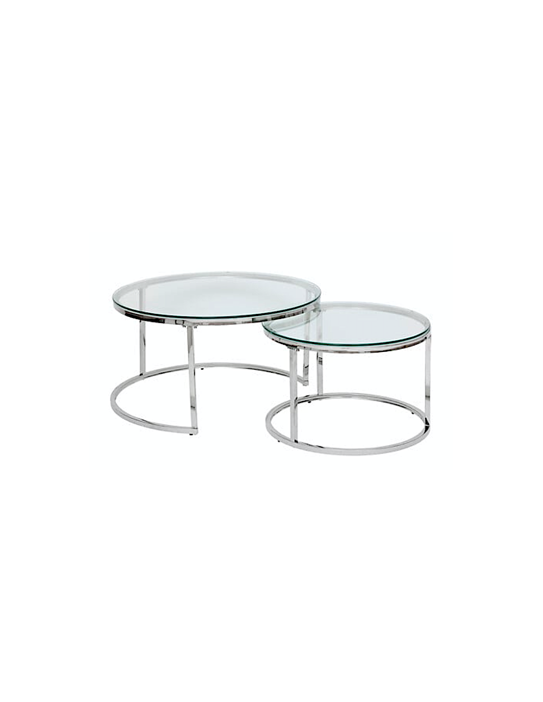 SET 2 TAVOLINI 206050 KNEO VETRO/ACCIAIO 80X43CM/60X39CM