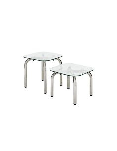 SET 2 TAVOLINI 206060A HECATE VETRO/METALLO 50X50X49CM/50X50X39CM