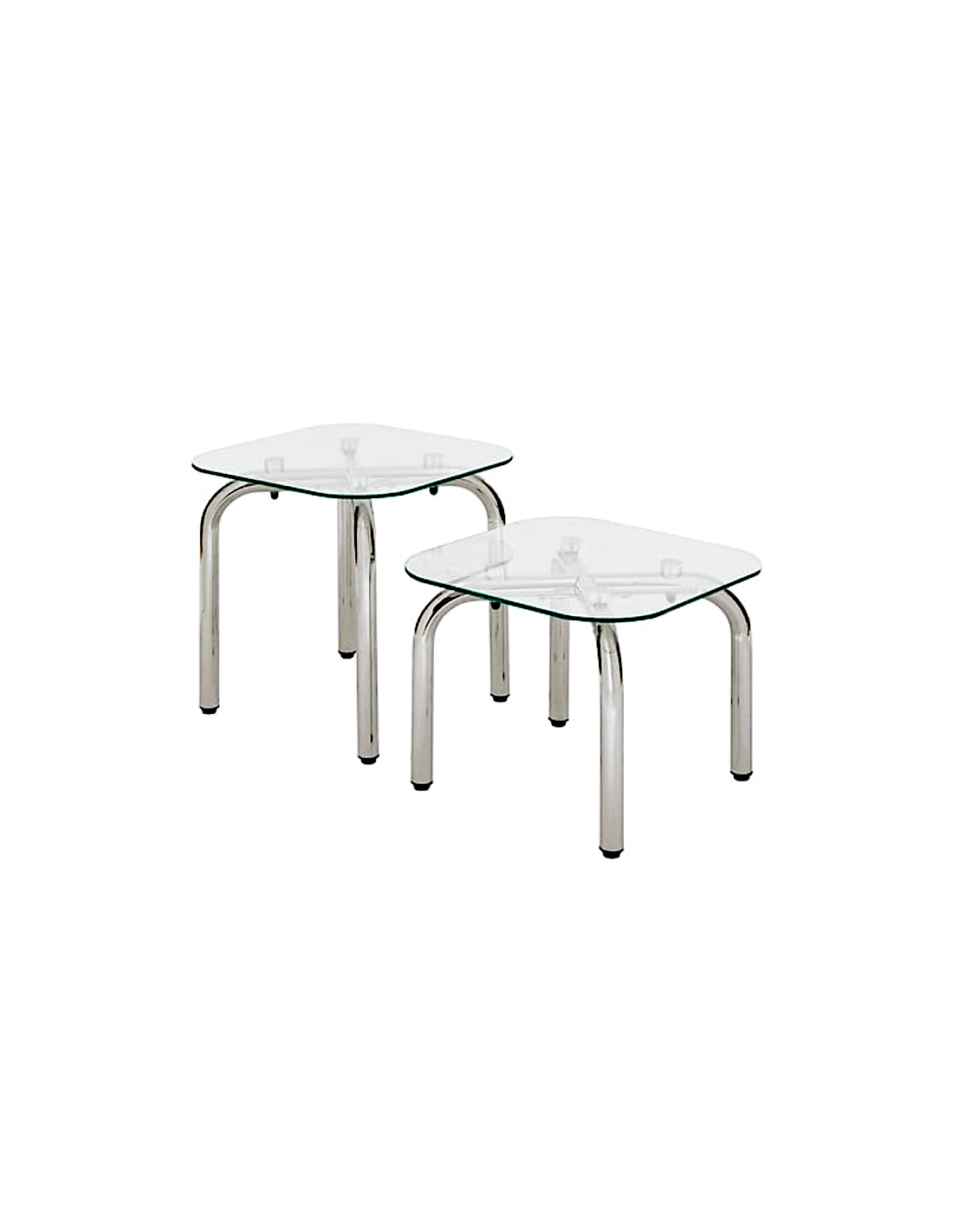 SET 2 TAVOLINI 206060A HECATE VETRO/METALLO 50X50X49CM/50X50X39CM