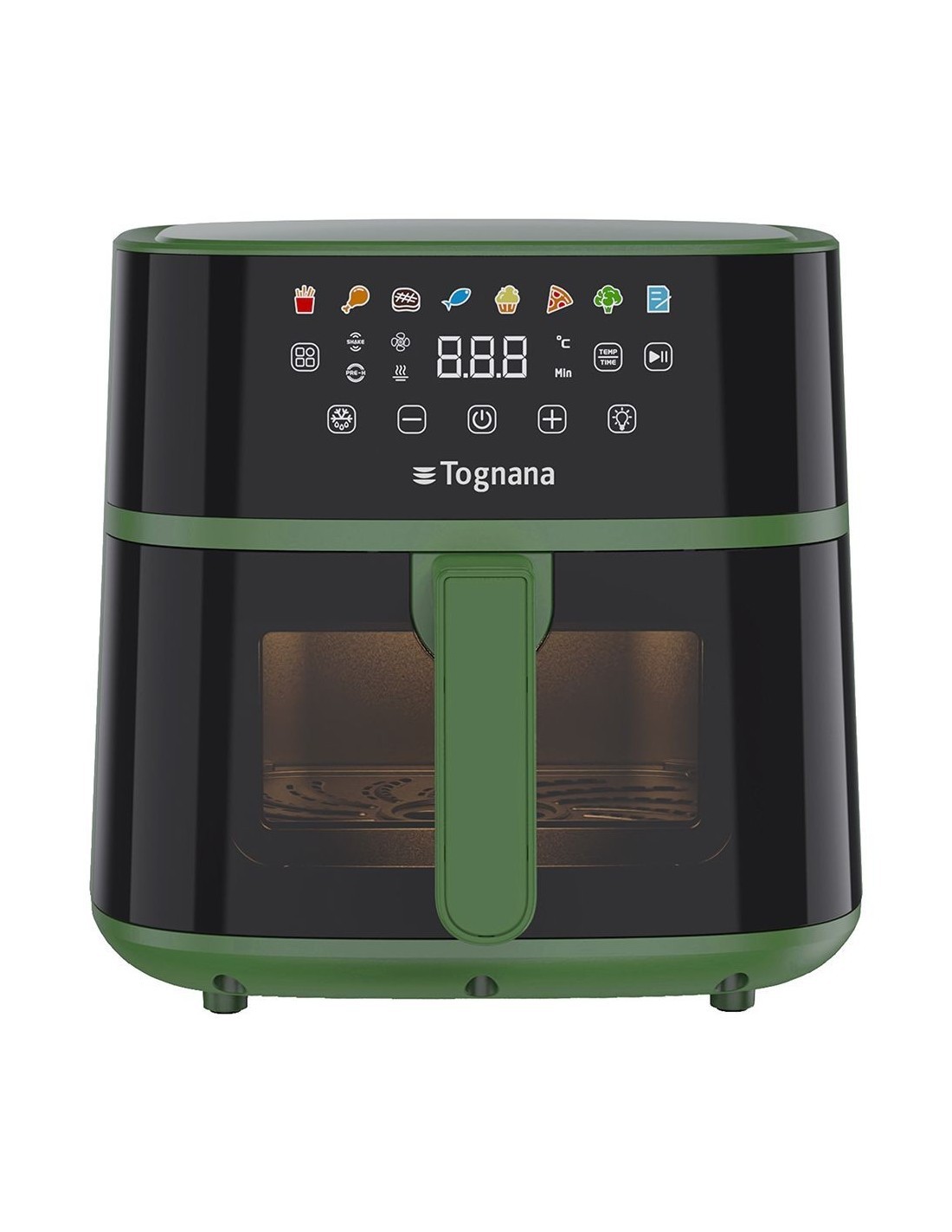 Iridea Friggitrice ad Aria 6 Litri Verde Salvia con Doppia Resistenza e Finestra Trasparente