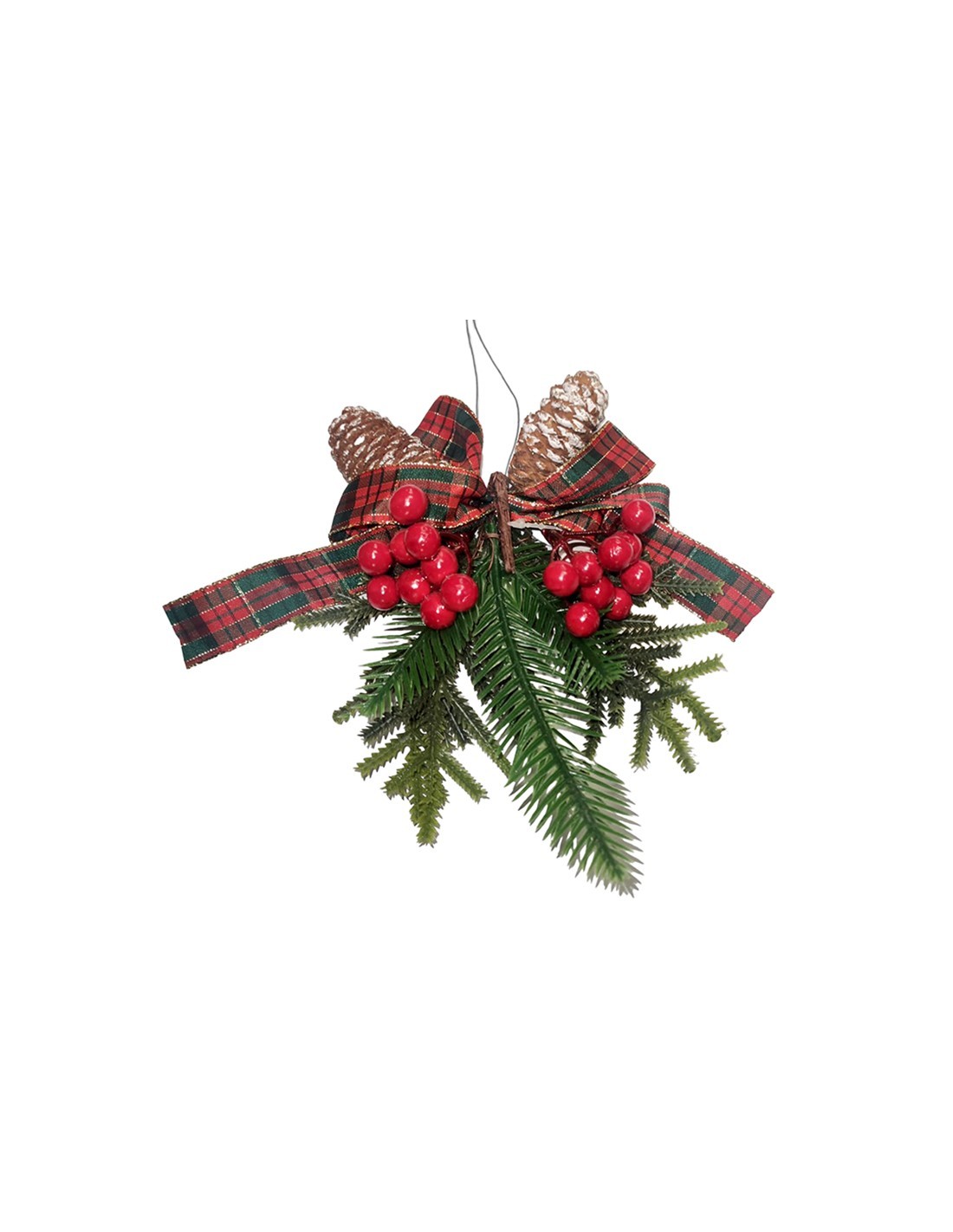 FIOCCO NATALIZIO CON PIGNE BACCHE E AGHI
