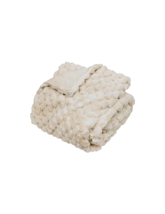 Coperta peluche jacquard beige, coperta Adriel 180x230, plaid morbido matrimoniale, coperta pelliccia sintetica