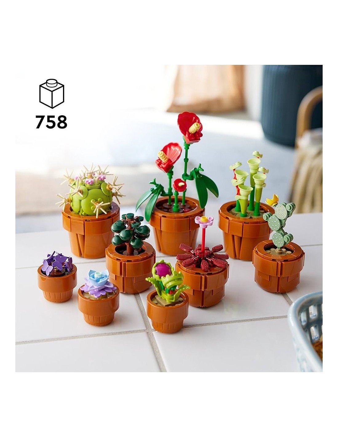 LEGO Icons Piantine, Set Collezione Botanica, Fiori Artificiali, Vaso Terracotta, Decorazione Casa, Idee Regalo