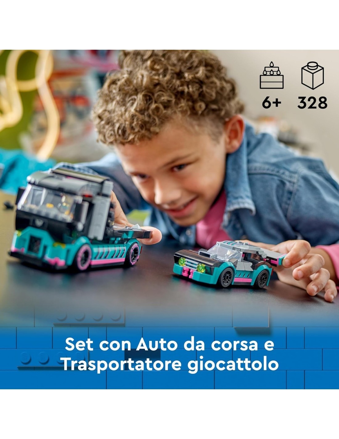 lego city auto da corsa e trasportatore 60406