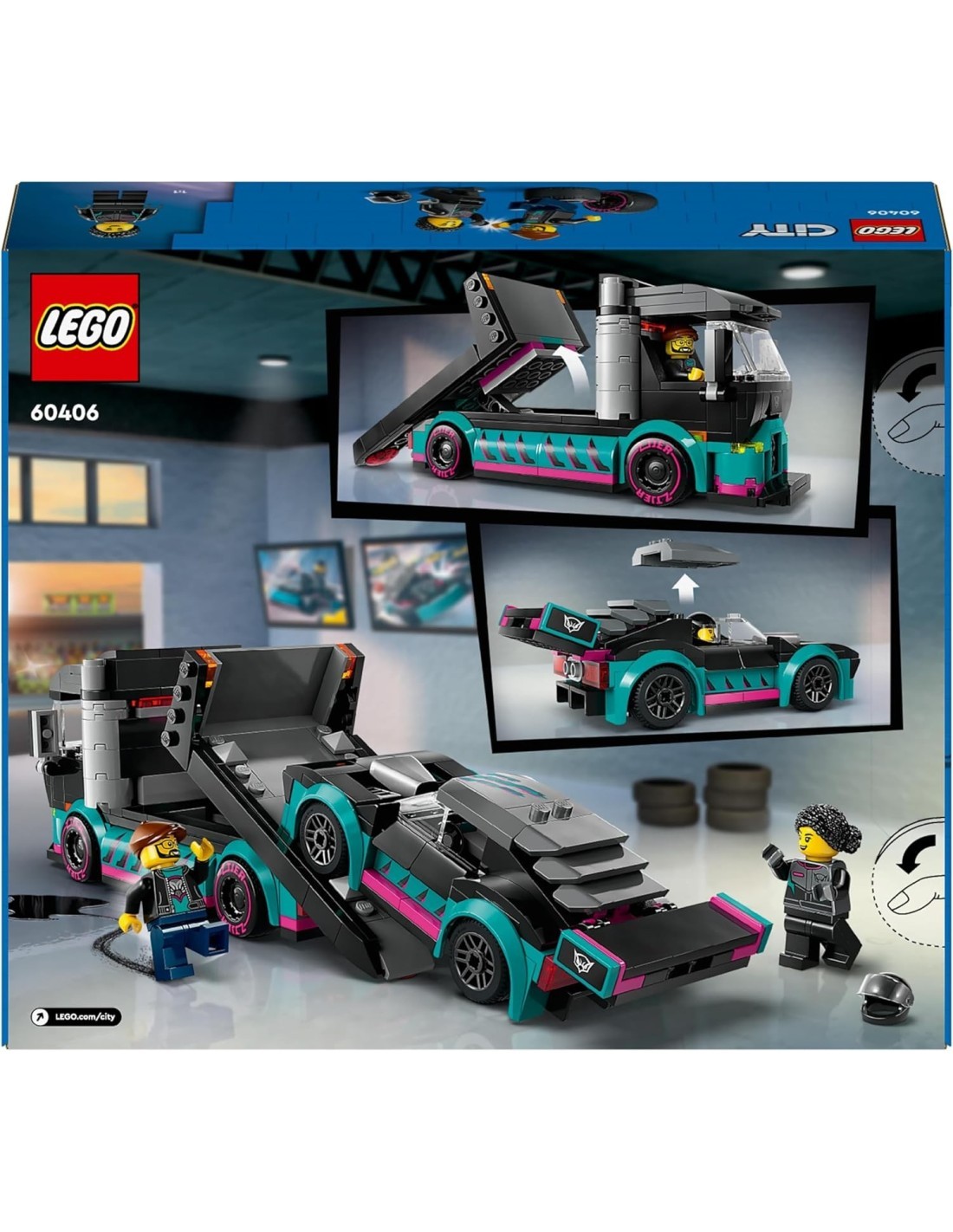 lego city auto da corsa e trasportatore 60406