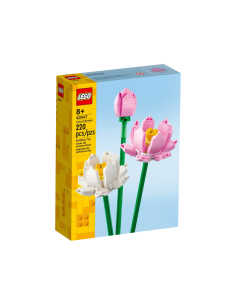 LEGO Creator Fiori di Loto 40647, Bouquet da Costruire con 2 Fiori e 1 Bocciolo, Decorazione Casa, Idea Regalo