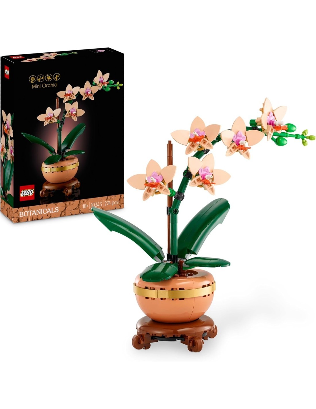 LEGO BOTANICAL 10343 MINI-ORCHIDEA,  FIORI ARTIFICIALI, VASO, DECORAZIONE CASA, MODELLINO ADULTI