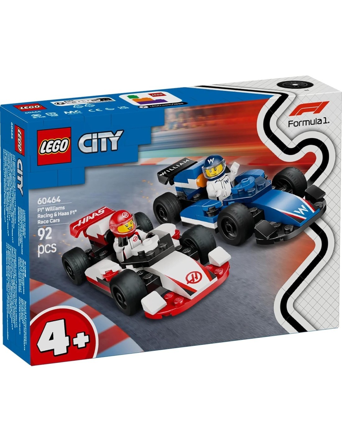 LEGO, CITY, WILLIAMS RACING, HAAS F1, AUTO DA CORSA, COSTRUIBILE, MINIFIGURE, GIOCO BAMBINI