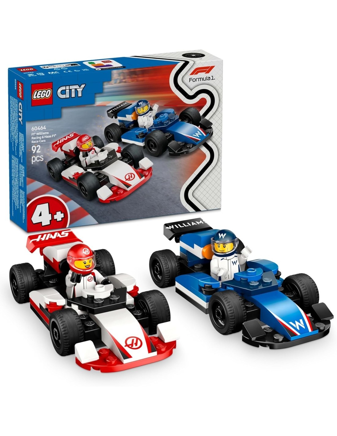 LEGO, CITY, WILLIAMS RACING, HAAS F1, AUTO DA CORSA, COSTRUIBILE, MINIFIGURE, GIOCO BAMBINI