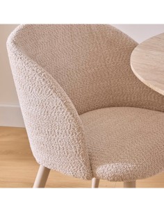 Sedia da Interno Celeste in tessuto Boucle beige – Atmosphera