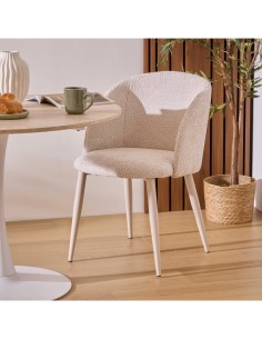 Sedia da Interno Celeste in tessuto Boucle beige – Atmosphera