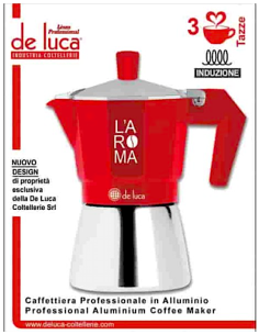 CAFFETTIERA ALLUMINIO 3TZ INDUZIONE ROSSA