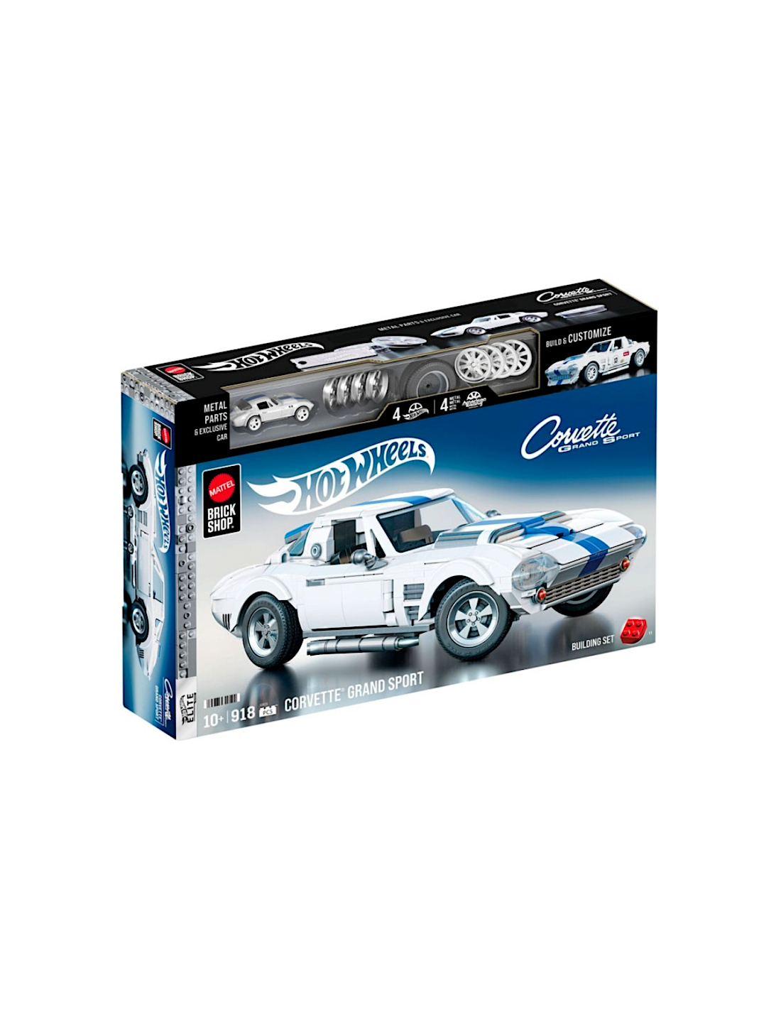 Hot Wheels Mattel Brick Shop Corvette Grand Sport 1:16 Set Costruibile da Collezione