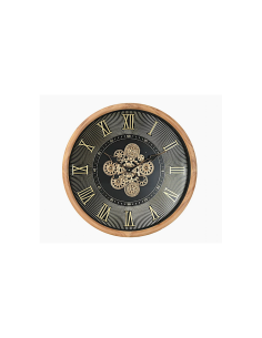 Orologio da Parete Home ESPRIT RE222519 Nero e Naturale in Legno di Pino 64 cm