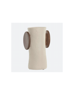 Vaso Home ESPRIT Marrone e Beige in Legno di Mango e Cartapesta