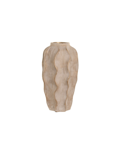 Vaso Home ESPRIT Beige in Gres Onde Finitura Invecchiata 25x25x50 cm