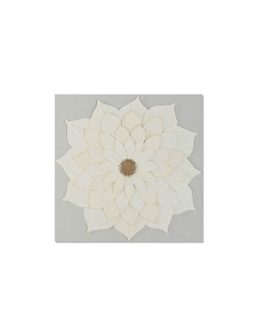 Quadro Tela con Fiore in Cartapesta 120x120 cm Bianco