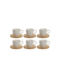 Set 6 Tazze da Caffè 90 ml con Piattino in Bamboo