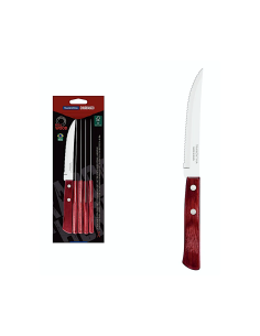 CONF 6 COLTELLI BISTECCA MANICO POLYWOOD ROSSO